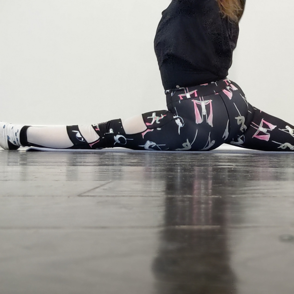 Aerial circus print sloth leggings